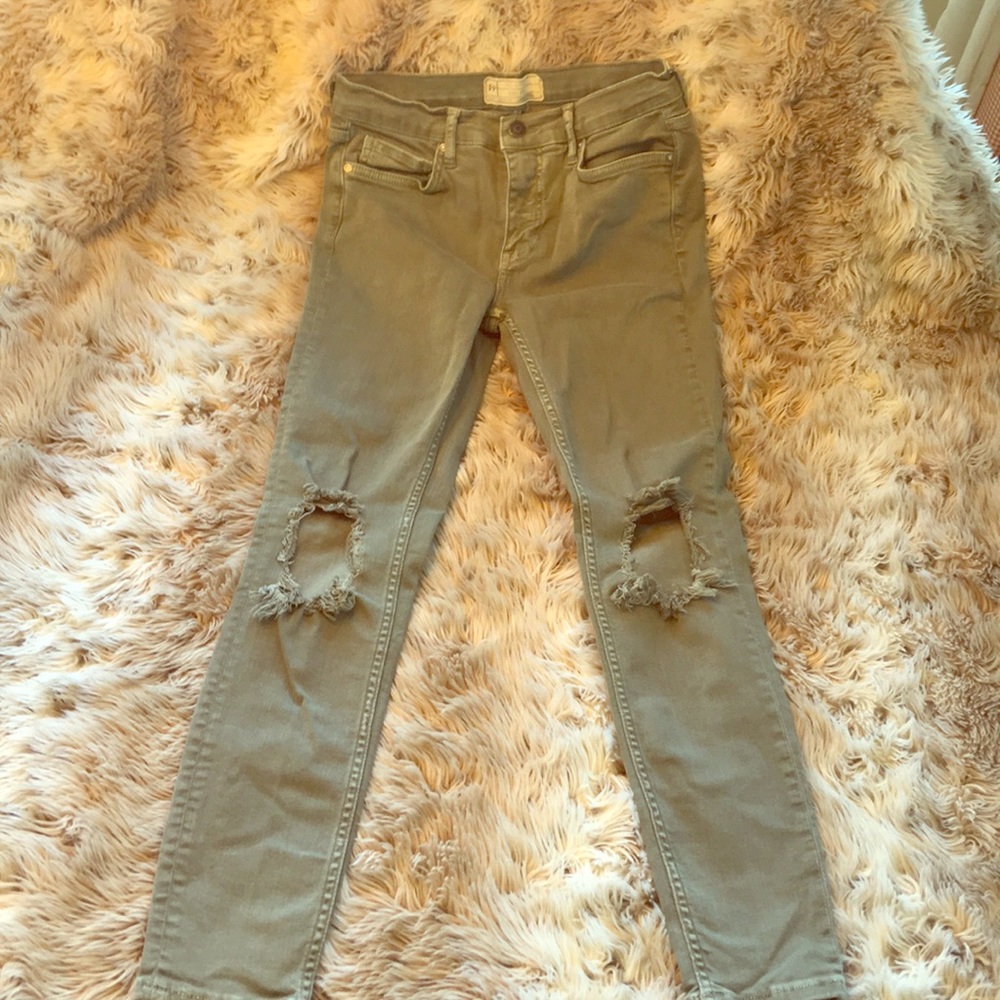 Free People Olive Green Skinny Jeans